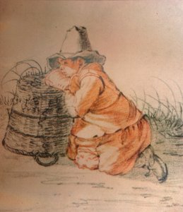 Un garçon se reposant sur un panier, 17ème siècle, 1929 - Cornelis Saftleven