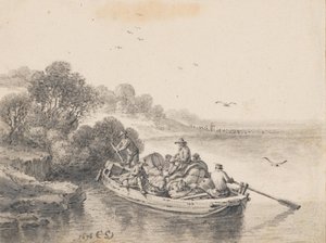 Un ferry lourdement chargé - Cornelis Saftleven
