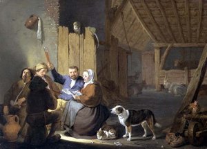Paysans buvant dans une grange, 1634