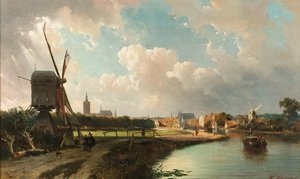 Vue de La Haye depuis le Delftse Vaart au XVIIe siècle