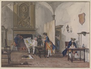 Des officiers dans une salle de garde