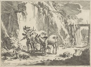 Paysage avec femme nourrissant son enfant (Paysages)