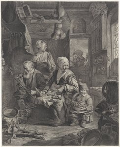 Femme faisant des crêpes - Cornelis Visscher (II)