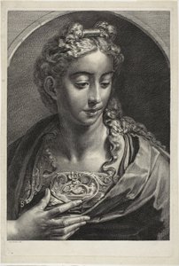 Athéna, du Cabinet Reynst; Variarum imaginum a celeberrimis artificibus pictarum Caelaturae - Cornelis Visscher