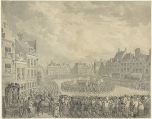Prestation de serment du Collège des Commissaires par les officiers de la milice sur le Neude à Utrecht, 1786