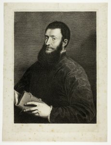 Portrait du poète Pietro Aretino, tiré du Cabinet Reynst ; Variarum imaginum a celeberrimis artificibus pictarum Caelaturae (Cabinet Reynst : Gravures de diverses images peintes par des artistes célèbres) - Cornelis van Dalen II