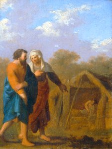 Sarah demande à Abraham de prendre Agar comme seconde épouse ... - Cornelis van Poelenburgh or Poelenburch