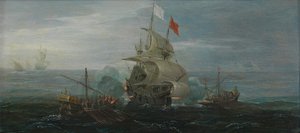 Un navire français et des pirates barbares, vers 1615 - Cornelius Bol