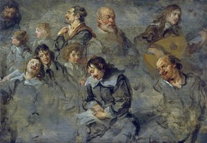 Études de têtes masculines - Cornelius I Schut