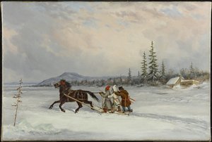 Habitants en traîneau, vers 1855