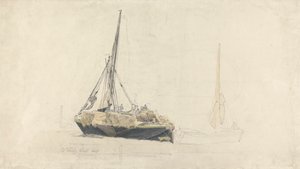 Une barge à voile chargée de foin, décembre 1827 - Cornelius Varley