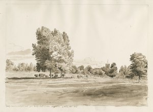 Église de Betley: dessin à la plume et au lavis sépia, Oct 1820
