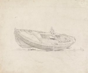 Étude de bateau amarré avec figure assise - Cornelius Varley