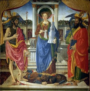 Sainte Barbe avec les saints Jean-Baptiste et Matthieu, vers 1470