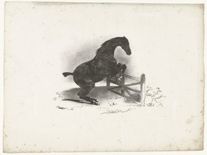 Cheval franchissant une barrière - Courtin
