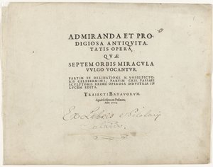 Page de titre de la série des sept merveilles du monde - Crispijn van de Passe (I)
