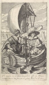 Le roi Louis XIII et le cardinal Richelieu dans une barque