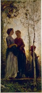 Trois paysans avec des arbres - Cristiano Banti