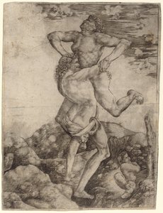 Hercule et Antée - Cristofano Robetta, after Antonio del Pollaiuolo