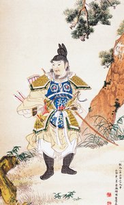 Samouraï, estampe ukiyo-e, école Tosa, gravure sur bois, civilisation japonaise, période Edo