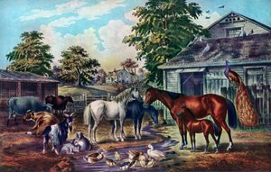 Cour de ferme américaine le matin, 1857