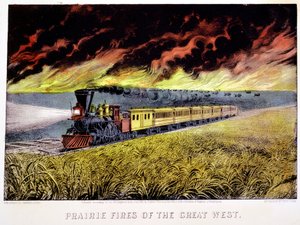 Incendies de prairie du Grand Ouest, USA, 1871 - Currier and Ives