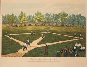 Le jeu national américain de base-ball, ca 1866