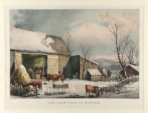 La cour de ferme en hiver - Currier and Ives