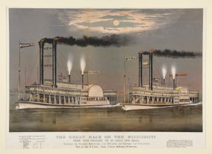 La grande course sur le Mississippi / de la Nouvelle-Orléans à Saint-Louis 1210 miles - Currier and Ives
