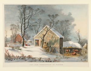 La vieille maison en hiver - Currier and Ives