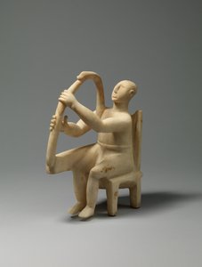 Joueur de harpe assis en marbre, 2800-2700 av. J.-C. (marbre) - Cycladic Cycladic