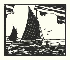 Bateaux de pêche et barges : Deal Lugger (gravure sur bois)