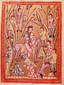 Entrée triomphale de Jésus à Jérusalem (miniature, ca. 1085) - Czech School