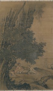 Paysage avec des immortels taoïstes jouant au Weiqi - Dai Jin