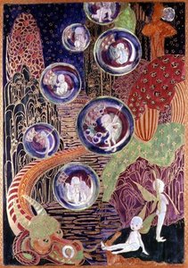 Plaque en lustre de Fairyland Wedgwood, vers 1917