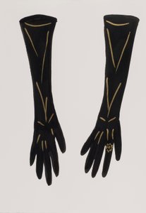 Gants noirs, 2017 (encre de Chine noire, avec feutre doré sur papier) - Daisy de Villeneuve