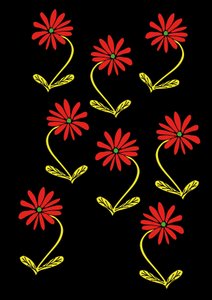 Marguerites répétées fond noir (numérique)