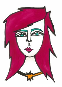 Dark Pink Hair, 2024 (stylo et peinture sur papier) - Daisy de Villeneuve
