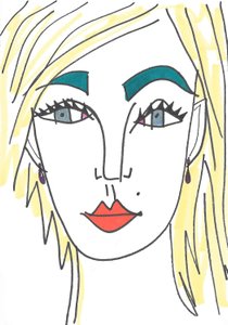 Fille aux yeux bleus (feutre sur papier) - Daisy de Villeneuve