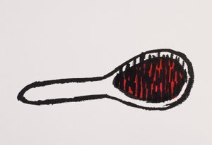 Brosse à cheveux, 2017 (encre de Chine noire et rouge sur papier) - Daisy de Villeneuve