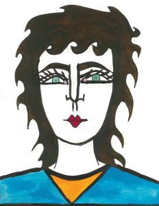 Mullet Hair, 2024 (plume et peinture sur papier)
