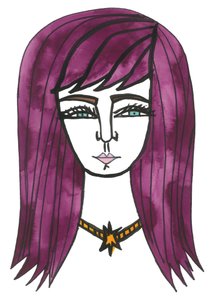 Purple Hair, 2024 (plume et peinture sur papier)