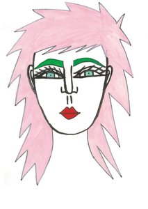 Cheveux roses hirsutes, 2024 (stylo et peinture sur papier) - Daisy de Villeneuve
