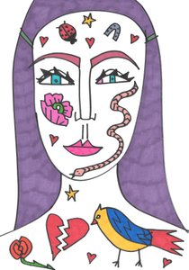 Tatouage du visage (feutre sur papier) - Daisy de Villeneuve