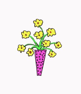 Vase de fleurs (stylo sur papier et Photoshop) - Daisy de Villeneuve