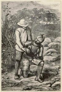 Christian et Faithful se rejoignent de The Pilgrims Progress From This World, To That Which Is To Come par John Bunyan (1628-1688) illustration par Thomas Dalziel (1823-1906) Faithful aide l