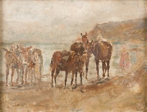 Baie de Robin des Bois avec des ânes, vers 1935 (huile sur carton)