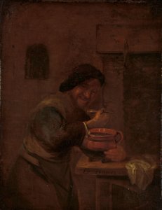 Homme mangeant dans un pot en terre cuite - Daniel Boone