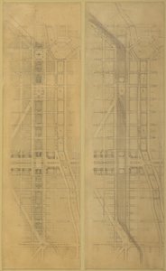 Planche 79 2 Dessins du Plan de Chicago, 1909: Emplacement et disposition suggérés de la... - Daniel Burnham