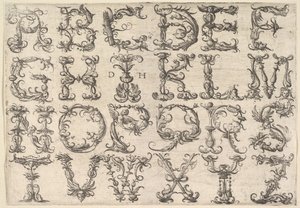 Alphabet majuscule romain orné, vers 1520